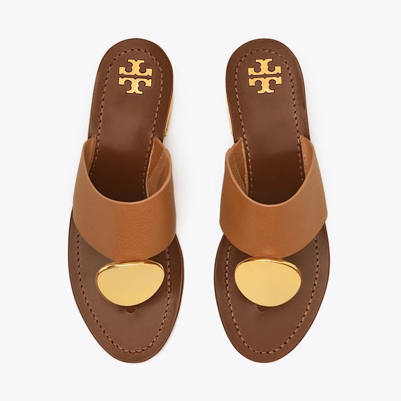 Tory Burch PATOS DISK 45MM SANDAL Mou Brown Gold STUNNING AND COMFORTABLE! - Picture 4 of 10